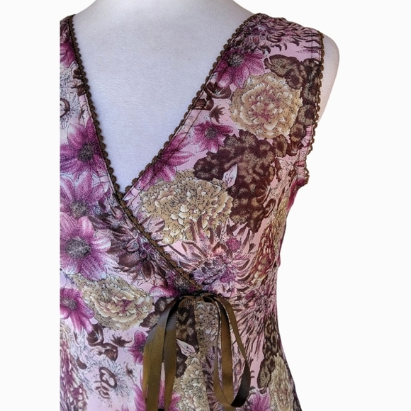 Vintage I.N. San Francisco Y2K Floral Baby Doll Style Blouse Size Medium - Picture 4 of 6